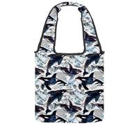 VAPOKF Killer Whale and Arctic Ice - Bolsas de lona para mujer, bolsa de hombro grande reutilizable para escuela, trabajo, oficina, viajes, compras, casual
