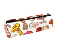 VAPOKF Kinds of Mushrooms - Estuche de piel para lápices, monedero, cosméticos, maquillaje, papelería, escuela, oficina, almacenamiento, multicolor, 20x6.3cm/7.9x2.5in, Estuche para lápices