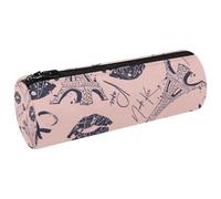 VAPOKF Kisses Heart and Eiffel Tower - Estuche de lona para lápices, monedero, bolsa de maquillaje para estudiantes, papelería, escuela, oficina, almacenamiento, multicolor, 20x6.3cm/7.9x2.5in,