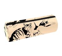 VAPOKF Lazy Cats - Estuche de piel para lápices, monedero, cosméticos, maquillaje, papelería, escuela, oficina, almacenamiento, multicolor, 20x6.3cm/7.9x2.5in, Estuche para lápices