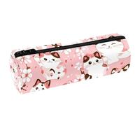 VAPOKF Lindos estuches de piel sintética con estampado de gatos Maneki Neko, bolsa organizadora de artículos de papelería para estudiantes, bolsa de maquillaje para mujeres, niñas, niños, suministros