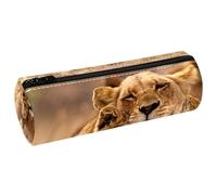 VAPOKF Lioness and Cub - Estuche de piel para lápices, monedero, cosméticos, maquillaje, papelería, escuela, oficina, almacenamiento, multicolor, 20x6.3cm/7.9x2.5in, Estuche para lápices
