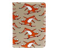 VAPOKF Little Fox Riding Skateboard - Funda de piel para pasaporte, 11,5 x 16,5 cm, multicolor, 11.5x16.5cm/4.5x6.5 in, Vintage