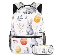 VAPOKF Little Rabbits and Easter Eggs - Juego de mochila escolar para adolescentes, niñas, niños, estudiantes, mochila con estuche para lápices para primaria, secundaria, secundaria y secundaria