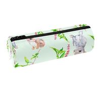 VAPOKF Little Sping Bunny and Plants - Estuche de cuero para lápices, monedero, cosméticos, maquillaje, papelería, escuela, oficina, almacenamiento, multicolor, 20x6.3cm/7.9x2.5in, Estuche para
