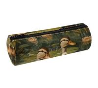 VAPOKF Lotus Leave Indian Runner Ducks - Estuche de piel para lápices, monedero, cosméticos, maquillaje, papelería, escuela, oficina, almacenamiento