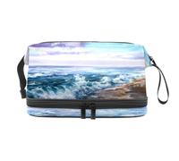 VAPOKF Lovely Cats on The Beach Love You - Neceser de viaje para mujeres y niñas, bolsa organizadora de maquillaje con compartimento para cepillos, Multicolor 13, 27x15x14 cm/10.6x5.9x5.5 in, Estuche