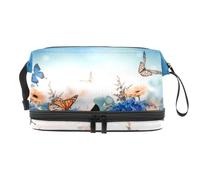 VAPOKF Lovely Cats on The Beach Love You - Neceser de viaje para mujeres y niñas, bolsa organizadora de maquillaje con compartimento para cepillos, Multicolor 11, 27x15x14 cm/10.6x5.9x5.5 in, Estuche