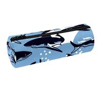 VAPOKF Marine Life Sharks and Fish - Estuche de piel para lápices, monedero, bolsa de maquillaje para estudiantes, papelería, escuela, oficina, multicolor, 20x6.3cm/7.9x2.5in, Estuche para lápices
