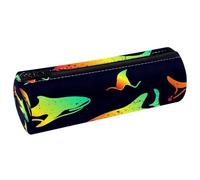 VAPOKF Marine Life Sharks - Estuche de piel para lápices, monedero, cosméticos, maquillaje, papelería, escuela, oficina, almacenamiento, multicolor, 20x6.3cm/7.9x2.5in, Estuche para lápices