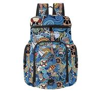 VAPOKF Mochila de baloncesto, bolsa deportiva con compartimento para pelota y zapatos para fútbol, fútbol, voleibol, natación, gimnasio, viajes, diseño de rueda ondulada de estilo marino de dibujos