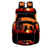 VAPOKF Mochila de baloncesto, bolsa deportiva con compartimento para pelota y zapatos para fútbol, fútbol, voleibol, natación, gimnasio, viajes, caballos al atardecer, combate, ruinas de sombra