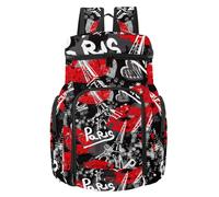 VAPOKF Mochila de baloncesto, bolsa deportiva con compartimento para pelota y zapatos para fútbol, fútbol, voleibol, natación, gimnasio, viajes, Bonjour Paris Torre Eiffel y labios patrón abstracto