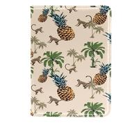 VAPOKF Monkeys Palm Trees and Pineapples - Funda de piel con tarjetero para pasaporte, 11,5 x 16,5 cm, multicolor, 11.5x16.5cm/4.5x6.5 in, Vintage