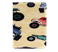 VAPOKF Monster Trucks - Funda de piel para pasaporte de coche, 11,5 x 16,5 cm, multicolor, 11.5x16.5cm/4.5x6.5 in, Vintage