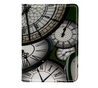 VAPOKF Moving Forward Time Clocks - Funda de piel para pasaporte, 11,5 x 16,5 cm, multicolor, 11.5x16.5cm/4.5x6.5 in, Vintage