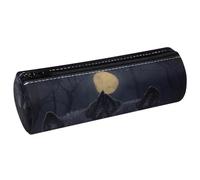 VAPOKF Night Wolf - Estuche de piel con diseño de luna llena, monedero, bolsa de maquillaje para estudiantes, papelería, escuela, oficina, almacenamiento
