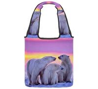 VAPOKF Polar Bear Family at Sunset - Bolsa de lona para mujer, bolsa de hombro grande reutilizable para escuela, trabajo, oficina, viajes, compras, casual