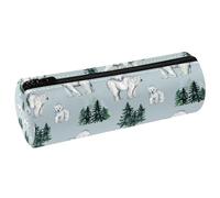 VAPOKF Polar Bears and Cubs - Estuche de piel sintética para lápices, organizador de papelería para estudiantes, bolsa de maquillaje para mujeres, niñas, niños, suministros escolares y de oficina