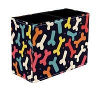 VAPOKF Portalápices de dibujos animados con huesos de perro para escritorio, 2 compartimentos, soporte para lápices, brochas de maquillaje, almacenamiento de escritorio, suministros de papelería