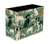 VAPOKF Portalápices de huesos de perro para escritorio, 2 compartimentos, soporte para lápices, brochas de maquillaje, almacenamiento de suministros de papelería, organizador para oficina en casa