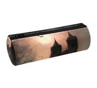 VAPOKF Ravens Before Broken Castle - Estuche de cuero para lápices, monedero, bolsa de maquillaje para estudiantes, papelería, escuela, oficina, almacenamiento