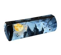 VAPOKF Ravens Castle Tree Full Moon - Estuche de cuero para lápices, monedero, cosméticos, maquillaje, papelería, escuela, oficina, almacenamiento