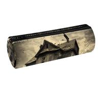 VAPOKF Ravens on Abandoned House - Estuche de cuero para lápices, monedero, bolsa de maquillaje para estudiantes, papelería, escuela, oficina, almacenamiento