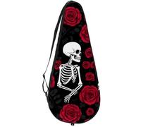 VAPOKF Red Roses - Bolsa de raqueta de esqueleto con calavera para tenis, funda para raqueta de tenis, bolsa de remo, capacidad para hasta 2 raquetas