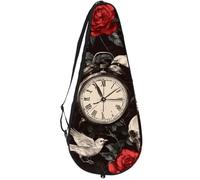 VAPOKF Red Roses Skulls - Bolsa para raqueta de reloj vintage para tenis, funda para raqueta de tenis, bolsa de pala, capacidad para hasta 2 raquetas
