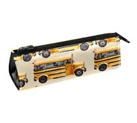 VAPOKF Row of School Bus - Bolsa para bolígrafos, artículos de papelería, bolsa de cosméticos, bolsa compacta con cremallera, multicolor, 5.5 ×6 ×20CM/2.2x2.4x7.9 in, Organizador de bolsas