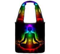 VAPOKF Seven Chakra - Bolsas de lona para mujer, bolsas de hombro para mujer, bolsa de transporte reutilizable grande para escuela, trabajo, oficina, viajes, compras, casual