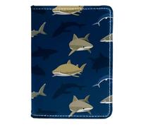 VAPOKF Sharks Under The Ccean - Funda de piel para pasaporte, 11,5 x 16,5 cm, multicolor, 11.5x16.5cm/4.5x6.5 in, Vintage