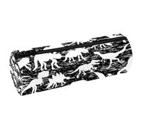 VAPOKF Silueta de dinosaurios y arañazos, estuche de cuero para lápices, monedero, bolsa de maquillaje para estudiantes, papelería, escuela, oficina, almacenamiento, multicolor, 20x6.3cm/7.9x2.5in,