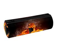 VAPOKF Spades Card in Fire Flames - Estuche de cuero para lápices, monedero, bolsa de maquillaje para estudiantes, papelería, escuela, oficina, almacenamiento, multicolor, 20x6.3cm/7.9x2.5in, Estuche