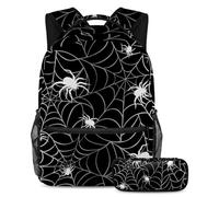 VAPOKF Spider on Webs - Juego de mochila escolar para adolescentes, niñas y niños, mochila para estudiantes, mochila con estuche para lápices para primaria, secundaria, secundaria y secundaria,