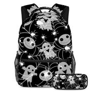 VAPOKF Spider Web Ghost - Juego de mochila escolar de Halloween para adolescentes, niñas, niños, estudiantes, mochila con estuche para lápices para primaria, secundaria, escuela secundaria y