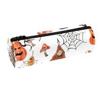 VAPOKF Spooky Castle Dead Tree Spiderweb - Estuche de cuero para lápices, monedero, bolsa de maquillaje para estudiantes, papelería, escuela, oficina, almacenamiento, multicolor, 20x6.3cm/7.9x2.5in,