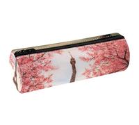 VAPOKF Spring Blossom Cherry Paris Tower - Estuche de piel para lápices, monedero, cosméticos, maquillaje, papelería, escuela, oficina, almacenamiento