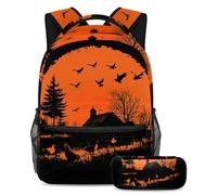VAPOKF Sunset Country Farm Animals - Juego de mochila escolar para adolescentes, niñas, niños, estudiantes, mochila con estuche para lápices para primaria, secundaria, escuela secundaria y secundaria