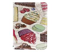 VAPOKF Tarjetero de piel con diseño de pasteles y galletas con bayas, 11,5 x 16,5 cm, multicolor, 11.5x16.5cm/4.5x6.5 in, Vintage