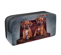 VAPOKF Teo Puppies - Estuche para lápices, estuche de papelería para adolescentes, niños y niñas, suministros de oficina escolar, cachorros Teo en una caja de madera vintage, multicolor,