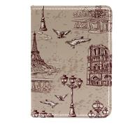 VAPOKF The River Seine Notre Dame - Funda de piel para pasaporte, 11,5 x 16,5 cm, multicolor, 11.5x16.5cm/4.5x6.5 in, Vintage