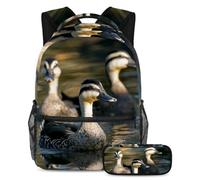 VAPOKF Three Indian Runner Ducks - Juego de mochila escolar para adolescentes, niñas, niños, estudiantes, mochila con estuche para lápices para primaria, secundaria, secundaria y secundaria