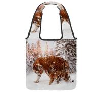 VAPOKF Tiger Mother and Baby on Snowland - Bolsa de lona para mujer, bolsa de hombro grande reutilizable para escuela, trabajo, oficina, viajes, compras, casual