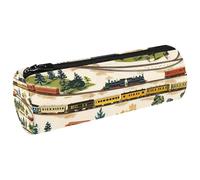VAPOKF Trains on Countryside Railway - Estuche de lona para lápices, monedero, bolsa de maquillaje para estudiantes, papelería, escuela, oficina, almacenamiento, multicolor, 20x6.3cm/7.9x2.5in,