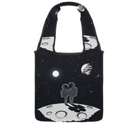 VAPOKF Two Astronauts in Space - Bolsas de lona para mujer, bolsa de hombro grande reutilizable para escuela, trabajo, oficina, viajes, compras, casual