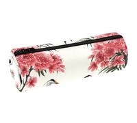 VAPOKF Two Herones Under Blossom Penoy - Estuche de piel sintética para bolígrafos, organizador de papelería para estudiantes, bolsa de maquillaje para mujeres, niñas, niños, suministros escolares y