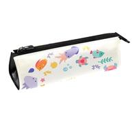 VAPOKF under The Sea Sea Creatures Collection - Bolsa para bolígrafos, papelería, lápices, cosméticos, bolsa compacta con cremallera, multicolor, 5.5 ×6 ×20CM/2.2x2.4x7.9 in, Organizador de bolsas