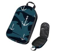 VAPOKF Viaje Camping Utensilios organizador bolsa, ancla con siluetas de ballenas almacenamiento para utensilios de cocina, accesorios de cocina bolsa de almacenamiento para barbacoa al aire libre